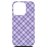 Purple Plaid Tartan 2 Diagonal iPhone 14 Pro Black UV Print PC Hardshell Case