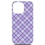 Purple Plaid Tartan 2 Diagonal iPhone 14 Pro Max Black UV Print PC Hardshell Case