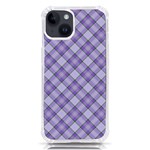 Purple Plaid Tartan 2 Diagonal iPhone 14 TPU UV Print Case