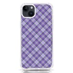 Purple Plaid Tartan 2 Diagonal iPhone 14 Plus TPU UV Print Case