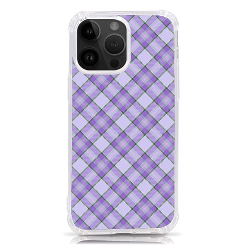 Purple Plaid Tartan 2 Diagonal iPhone 14 Pro Max TPU UV Print Case from ArtsNow.com Front