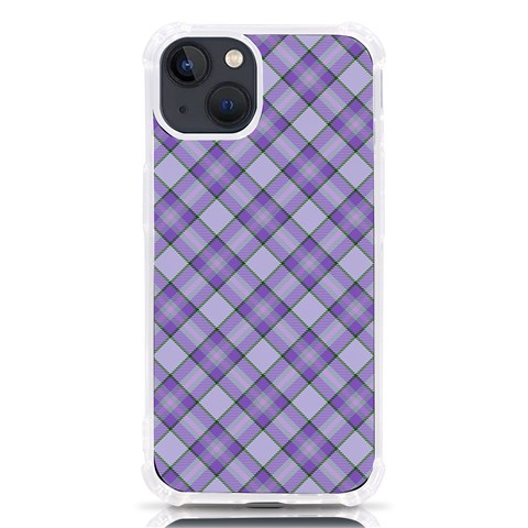 Purple Plaid Tartan 2 Diagonal iPhone 13 TPU UV Print Case from ArtsNow.com Front