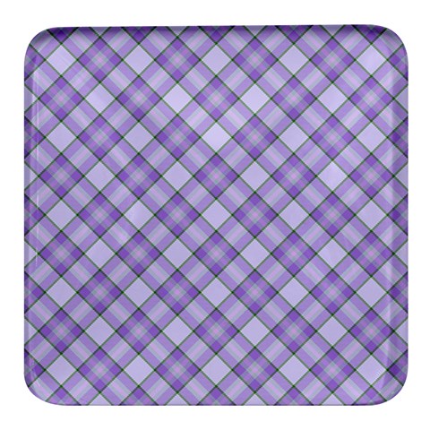 Purple Plaid Tartan 2 Diagonal Square Glass Fridge Magnet (4 pack) from ArtsNow.com Front