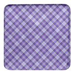 Purple Plaid Tartan 2 Diagonal Square Glass Fridge Magnet (4 pack)