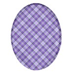 Purple Plaid Tartan 2 Diagonal Oval Glass Fridge Magnet (4 pack)