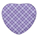 Purple Plaid Tartan 2 Diagonal Heart Glass Fridge Magnet (4 pack)