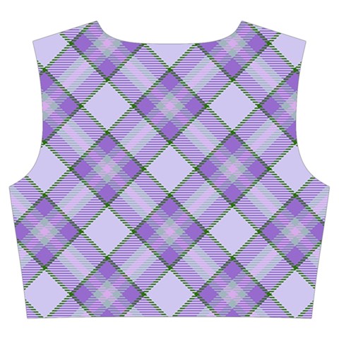 Purple Plaid Tartan 2 Diagonal Trumpet Sleeve Cropped Top from ArtsNow.com Back