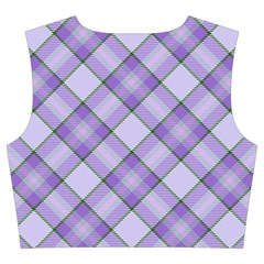 Purple Plaid Tartan 2 Diagonal Trumpet Sleeve Cropped Top from ArtsNow.com Back