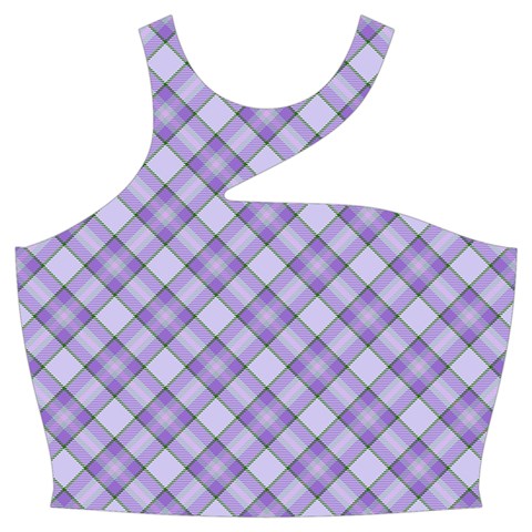 Purple Plaid Tartan 2 Diagonal Cut Out Top from ArtsNow.com Front