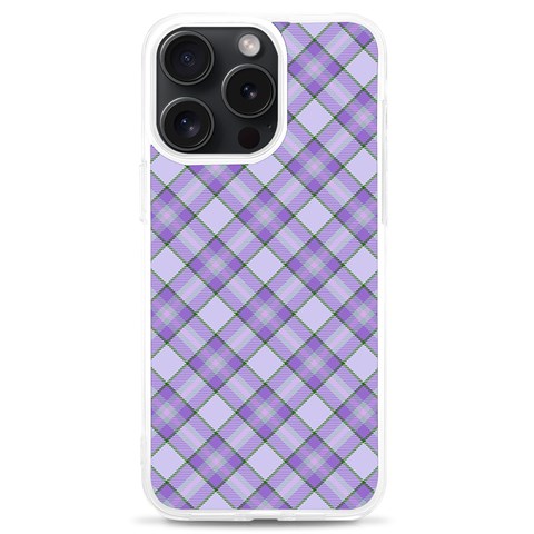 Purple Plaid Tartan 2 Diagonal iPhone 15 Pro Max TPU UV Print Case from ArtsNow.com Front