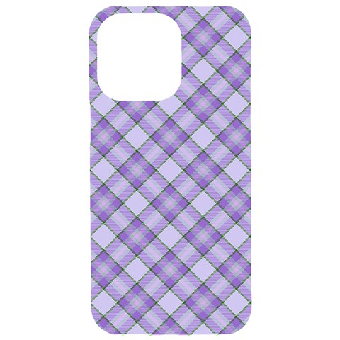 Purple Plaid Tartan 2 Diagonal iPhone 15 Pro Max Black UV Print PC Hardshell Case from ArtsNow.com Front