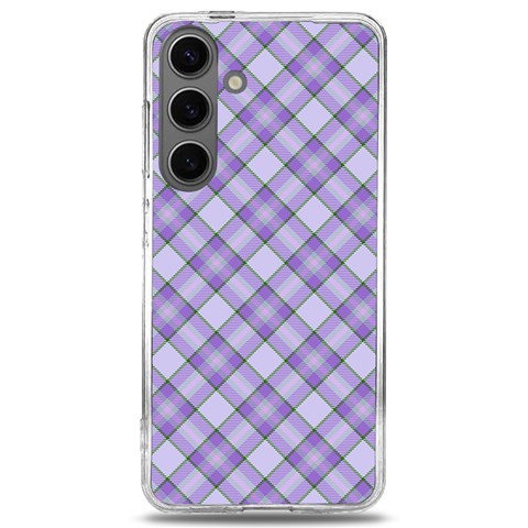 Purple Plaid Tartan 2 Diagonal Samsung Galaxy S24 6.2 Inch TPU UV Case from ArtsNow.com Front