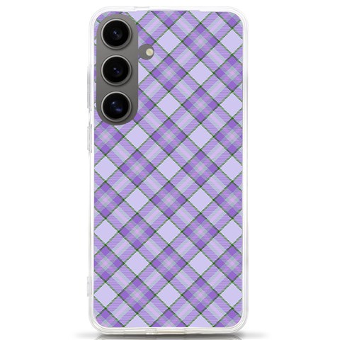 Purple Plaid Tartan 2 Diagonal Samsung Galaxy S24 Ultra 6.9 Inch TPU UV Case from ArtsNow.com Front