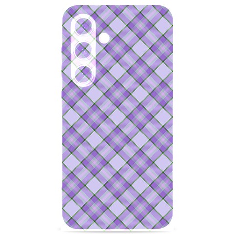 Purple Plaid Tartan 2 Diagonal Samsung Galaxy S24 6.2 Inch Black TPU UV Case from ArtsNow.com Front