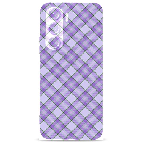 Purple Plaid Tartan 2 Diagonal Samsung Galaxy S24 Plus 6.7 Inch Black TPU UV Case from ArtsNow.com Front