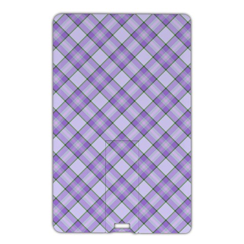 Purple Plaid Tartan 2 Diagonal Name Card Style USB Flash Drive from ArtsNow.com Front