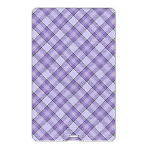 Purple Plaid Tartan 2 Diagonal Name Card Style USB Flash Drive from ArtsNow.com Back