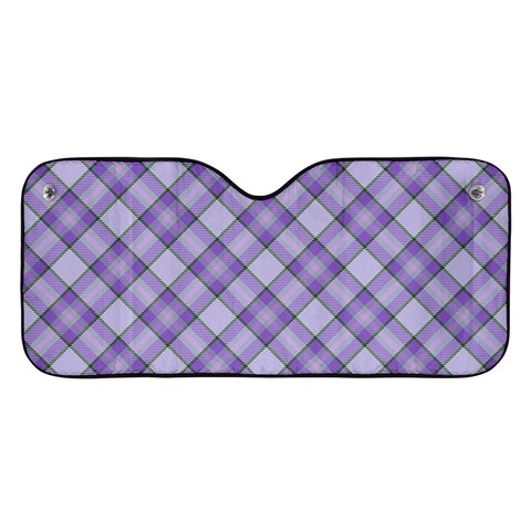 Purple Plaid Tartan 2 Diagonal Car Windshield Sunshade from ArtsNow.com Front