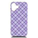 Purple Plaid Tartan 2 Diagonal iPhone 16 Plus Black UV Print PC Hardshell Case