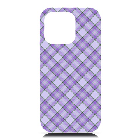 Purple Plaid Tartan 2 Diagonal iPhone 16 Pro Max Black UV Print PC Hardshell Case from ArtsNow.com Front