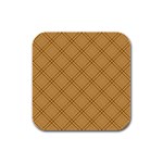 Autumn Fall Plaid Tartan 1 Diagonal Rubber Square Coaster (4 pack)