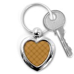 Autumn Fall Plaid Tartan 1 Diagonal Key Chain (Heart)