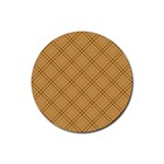 Autumn Fall Plaid Tartan 1 Diagonal Rubber Coaster (Round)