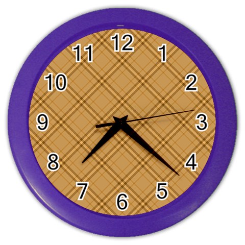 Autumn Fall Plaid Tartan 1 Diagonal Color Wall Clock from ArtsNow.com Front