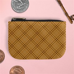 Autumn Fall Plaid Tartan 1 Diagonal Mini Coin Purse from ArtsNow.com Front