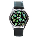 Doodle Dot Drawing Round Metal Watch