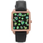 Doodle Dot Drawing Rose Gold Leather Watch 