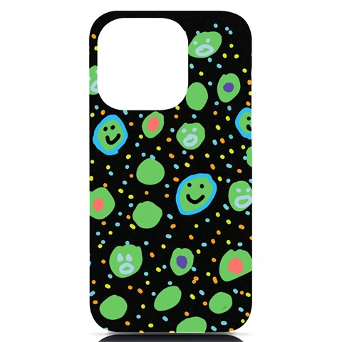 Doodle Dot Drawing iPhone 14 Pro Black UV Print PC Hardshell Case from ArtsNow.com Front