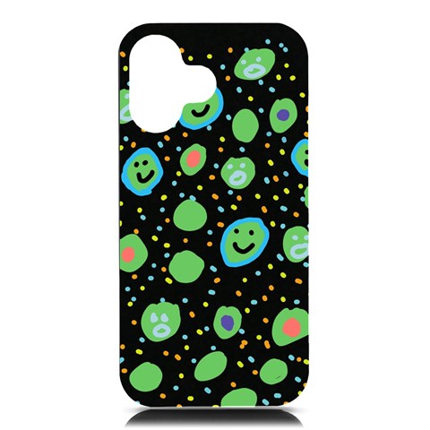 Doodle Dot Drawing iPhone 16 Black UV Print PC Hardshell Case from ArtsNow.com Front