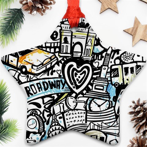 Doodle New York City Nyc Ornament (Star) from ArtsNow.com Front