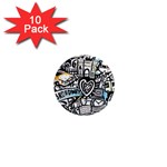 Doodle New York City Nyc 1  Mini Magnet (10 pack) 