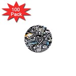 Doodle New York City Nyc 1  Mini Buttons (100 pack) 