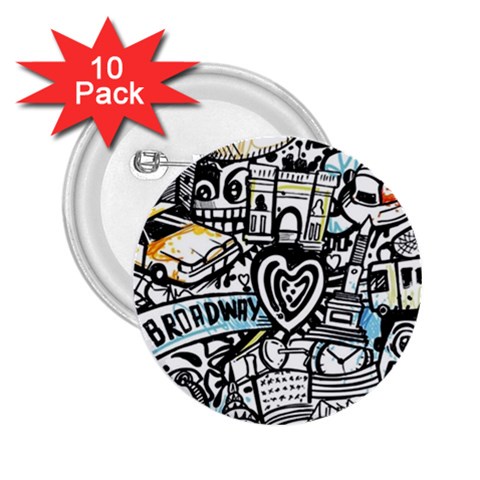 Doodle New York City Nyc 2.25  Buttons (10 pack)  from ArtsNow.com Front