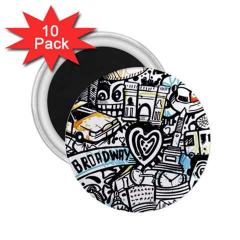 Doodle New York City Nyc 2.25  Magnets (10 pack)  from ArtsNow.com Front