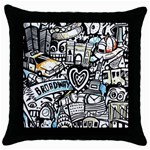 Doodle New York City Nyc Throw Pillow Case (Black)