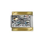 Doodle New York City Nyc Gold Trim Italian Charm (9mm)