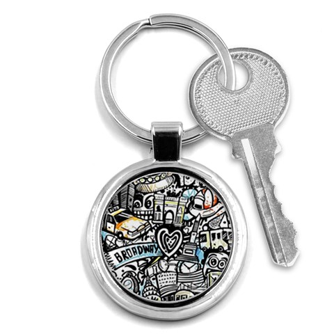 Doodle New York City Nyc Key Chain (Round) from ArtsNow.com Front