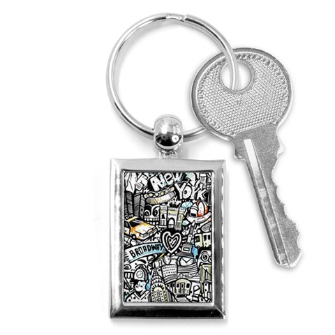 Doodle New York City Nyc Key Chain (Rectangle) from ArtsNow.com Front