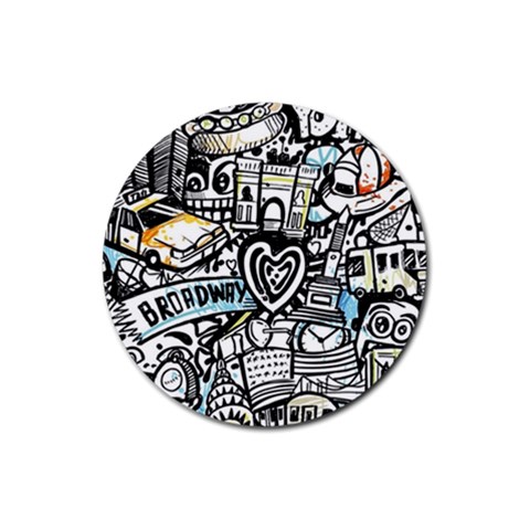 Doodle New York City Nyc Rubber Round Coaster (4 pack) from ArtsNow.com Front