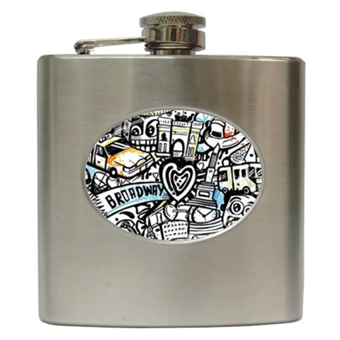 Doodle New York City Nyc Hip Flask (6 oz) from ArtsNow.com Front