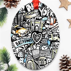 Doodle New York City Nyc Oval Ornament (Two Sides) from ArtsNow.com Front