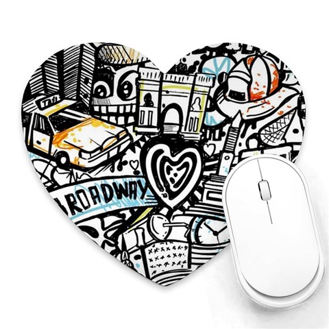 Doodle New York City Nyc Heart Mousepad from ArtsNow.com Front