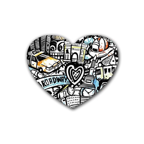 Doodle New York City Nyc Rubber Coaster (Heart) from ArtsNow.com Front