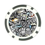 Doodle New York City Nyc Poker Chip Card Guard