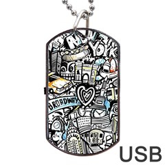 Doodle New York City Nyc Dog Tag USB Flash (Two Sides) from ArtsNow.com Front