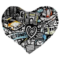 Doodle New York City Nyc Large 19  Premium Heart Shape Cushions from ArtsNow.com Back